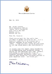President Bill Clinton salutes Impact India's work